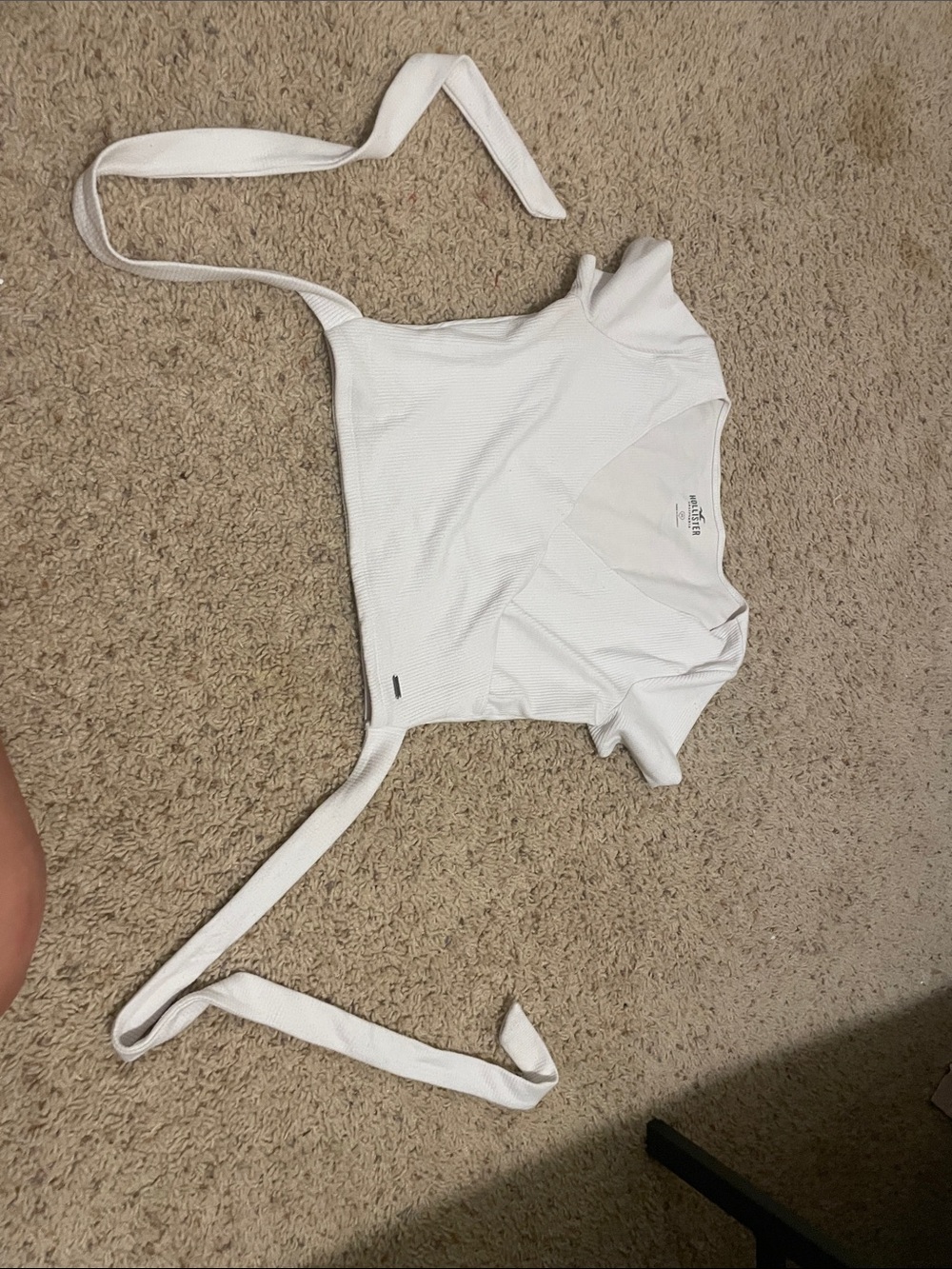 Hollister White Crop Top with Wrap Ties